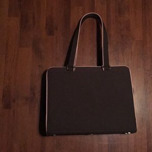 Gray with pink stripe laptop carry case